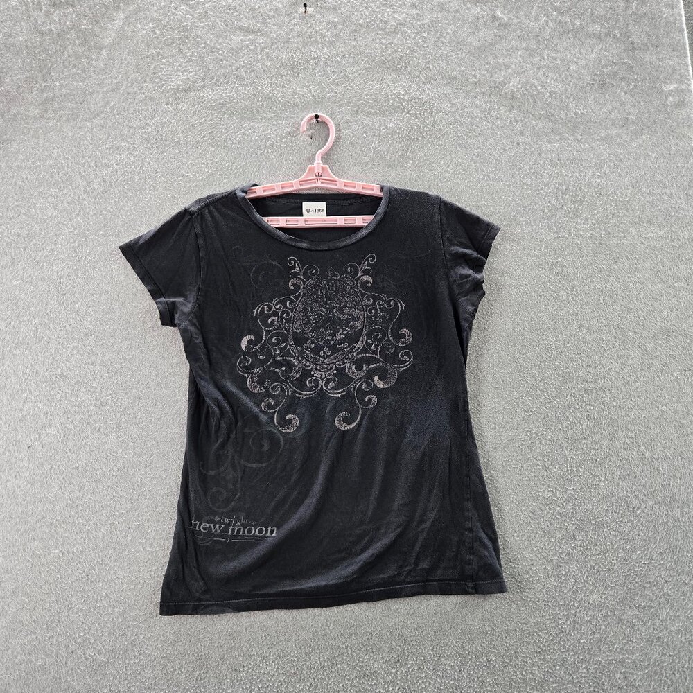 VINTAGE Twilight Women‎ Shirt M Faded Black Y2K New Bella Moon Promo Movie Tee